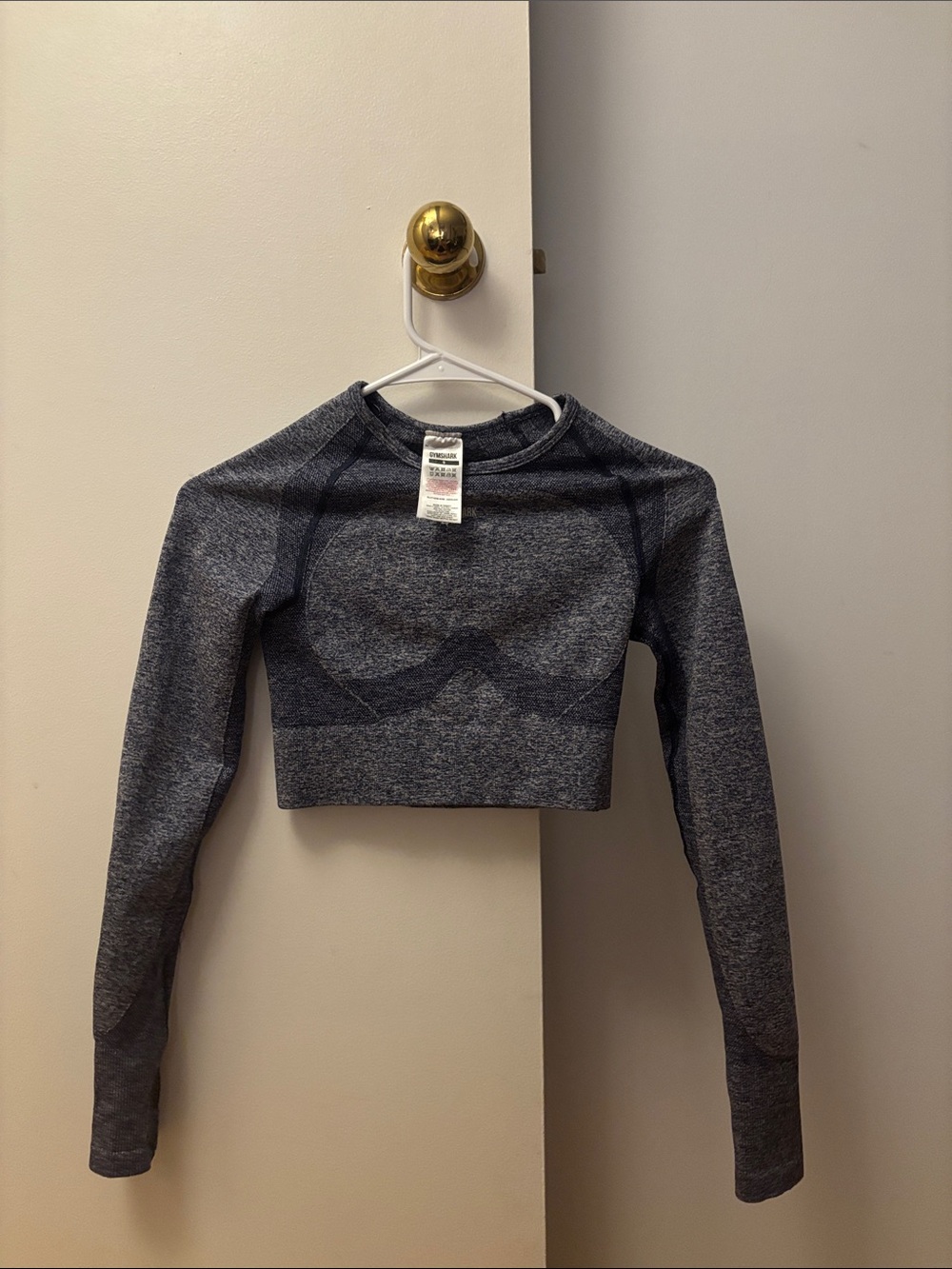 Gymshark Heathered Gray Long-Sleeve Seamless Crop Top